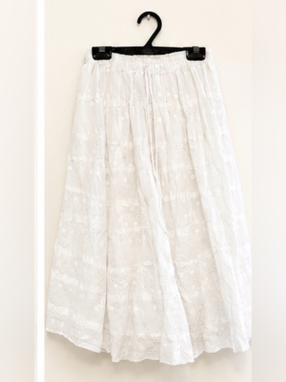 White Eyelet Maxi Skirt - Women's Lightweight Summer Skirt